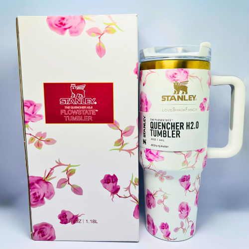 Stanley The Quencher H2.0 FlowState™ Tumbler – 40oz (LoveShackFancy Edition) (white) - Hover