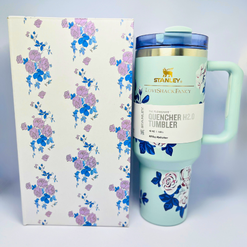 Stanley The Quencher H2.0 FlowState™ Tumbler – 40oz (LoveShackFancy Edition) (Blue) - Hover